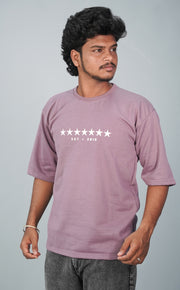 Five Sleeve Round Neck STAR Printed Tshirt for Men- Purple-T-Shirt-7 Man
